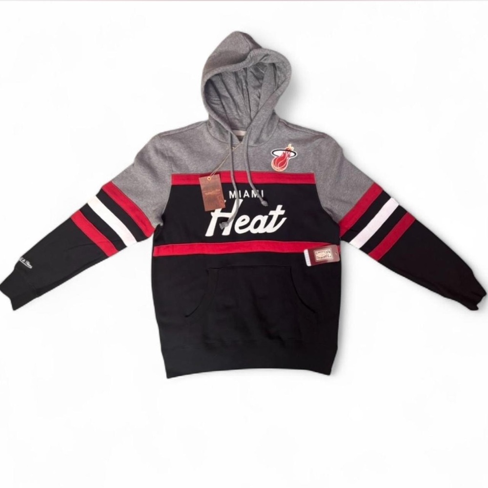 Mitchell & Ness Miami Heat Gray and Black Hoodie “NWT”